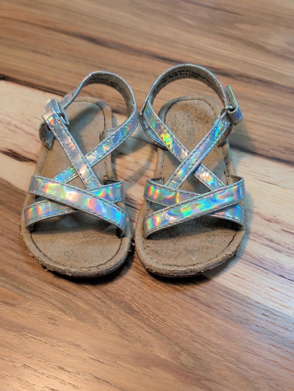 okie dokie Holographic Iridescent Strappy Sandals - Silver